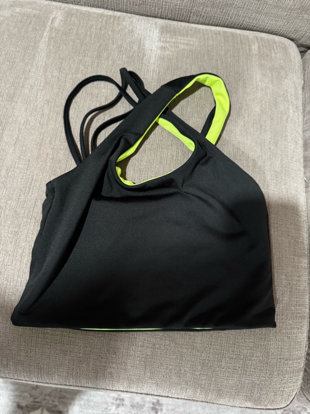 Black and Neon Yellow Sports Bra - Women - Five the Label